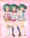  border female gradient gradient_background happy maron_(quintet_colors) mizuki_kotori_(yuu-gi-ou_zexal) multiple_persona smile wink yu-gi-oh! yuu-gi-ou_zexal 