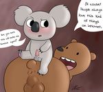  2015 anthro balls bear blush butt digital_media_(artwork) english_text erection fur grizzly_(character) grizzly_bear male mammal nom_nom_(character) nude penis smile text we_bare_bears zekromlover 