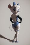  anthro blue_eyes butt clothing disney elbow_gloves eyelashes eyeshadow gloves hands_on_hips high_heels lipstick looking_at_viewer looking_back makeup miss_kitty_mouse miss_kitty_mouse_(artist) presenting presenting_hindquarters the_great_mouse_detective wide_hips 