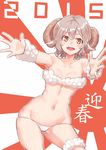 2015 animal_ears horns looking_at_viewer open_mouth poco_(backboa) sheep_girl sheep_horns short_hair smile solo 