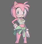  a amy_rose breasts cleavage clothed clothing female gloves green_eyes hair hedgehog mammal pink_hair shirt sonic_(series) tank_top throw video_games 