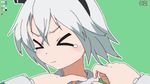  1girl animated animated_gif aqua_eyes konpaku_youmu looking_at_viewer mikakunin_de_shinkoukei mumyuu parody short_hair silver_hair touhou ugoira 