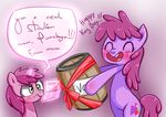  2015 berry_pinch_(mlp) berry_punch_(mlp) blue_eyes blush card confusion cutie_mark daughter dialogue drunk duo equine female frankier77 friendship_is_magic hair horn horse keg mammal mother mother_and_daughter my_little_pony parent pink_hair pony ribbons unicorn 