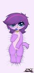  3_toes anthro blue_eyes canine collar dakimakura_design dog female fur hair littlest_pet_shop looking_at_viewer lying mammal multicolored_hair nude paws purple_fur purple_hair pussy solo toes two_tone_hair zoe_trent 