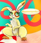  2015 buttercream_sundae chest_tuft dialogue egg_vibrator english_text female feral fur green_eyes insertion lagomorph littlest_pet_shop mammal penetration pussy pussy_juice rabbit ribbons sex_toy solo text tuft vaginal vaginal_insertion vaginal_penetration vibrator xilrayne yellow_fur 