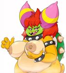  2015 anthro armlet big_breasts big_thighs biped black_eyes bowletta breast_grab breast_squeeze breasts claws collar green_skin hair huge_breasts koopa lips mario_and_luigi_(series) mario_bros navel nintendo nipples nude open_mouth red_hair scalie sharp_teeth simple_background solo spiked_armlet spiked_bracelet spiked_collar spiked_shell standing superstar_saga sweat teeth three-quarter_portrait video_games voluptuous wide_hips xingscourge yellow_lips yellow_nails yellow_scales yellow_skin 
