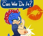  2015 anthro areola big_breasts blush breasts crossgender cuisine english_text erect_nipples female hedgehog kiss_mark looking_at_viewer mammal nipples one_eye_closed smile solo sonic_(series) sonic_the_hedgehog text wink 
