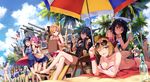  ;d akatsuki_(kantai_collection) akigumo_(kantai_collection) anchor_symbol applying_sunscreen assault_rifle barefoot beach beach_umbrella bikini black_hair bottle bow breast_grab breasts brown_hair cleavage cloud commentary_request crossed_legs day drooling eyewear_on_head female_admiral_(kantai_collection) folded_ponytail glass_bottle grabbing gun hair_bow hair_ornament hibiki_(kantai_collection) ikazuchi_(kantai_collection) inazuma_(kantai_collection) kantai_collection large_breasts leg_up long_hair lotion lying medium_breasts multiple_girls mutsu_(kantai_collection) nagato_(kantai_collection) neko_(yanshoujie) on_stomach one_eye_closed open_mouth outdoors polka_dot polka_dot_swimsuit ponytail ramune rifle sazanami_(kantai_collection) school_swimsuit short_hair silver_hair sitting sketchbook sky small_breasts smile sunglasses sunscreen surfboard swimsuit tenryuu_(kantai_collection) the_pose tropical_drink umbrella ushio_(kantai_collection) weapon white_bikini white_swimsuit yuri yuubari_(kantai_collection) 