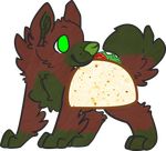  2015 alpha_channel ambiguous_gender bakapup brown_fur canine cute feral food fur green_eyes mammal smile solo taco that_taco_guy wolf 