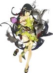  akira_(kadokawa) bag barefoot black_hair bra embarrassed full_body green_eyes japanese_clothes kantai_collection kimono long_hair low-tied_long_hair machinery mizuho_(kantai_collection) official_art panties sandals shoes single_shoe smoke solo torn_clothes transparent_background underwear very_long_hair yukata 