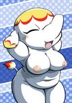  animal_crossing artist_request character_request doubutsu_no_mori elephant eyes_closed furry margie nipples nude open_mouth plump polka_dot_background solo striped_background 