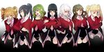  :q asmodeus beelzebub belphegor black_hair blonde_hair brown_hair crossed_arms drill_hair green_hair hand_on_hip leotard leviathan_(umineko) lucifer mammon multiple_girls necktie open_mouth ponytail red_eyes satan smile sofy stakes_of_purgatory tongue tongue_out twin_drills twintails umineko_no_naku_koro_ni white_hair 