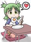  &lt;3 1girl breakfast female green_eyes green_hair koiwai_yotsuba simple_background solo yotsuba yotsubato! 