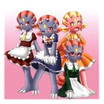 artist_request furry gradient gradient_background maid maid_clothes multiple_girls nintendo pokemon polka_dot_background red_eyes shiny_pokemon weavile 