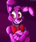  animatronic bonnie_(fnaf) bow_tie five_nights_at_freddy&#039;s lagomorph machine male mammal rabbit red_eyes robot solo tears toy-bonnie video_games 