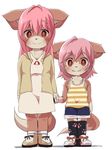  copyright_request dagashi dog furry long_hair pink_hair red_eyes short_hair simple_background sister_and_sister sisters 