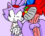  anal anal_penetration anus balls blaze_the_cat breasts cat clothing dickgirl echidna feline footwear gloves intersex knuckles_the_echidna mammal monotreme penetration penis perverted_bunny shoes sonic_(series) sweat 