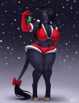  anthro big_breasts bovine breasts clothed clothing curvaceous female hair horn mammal mistletoe plant revadiehard solo standing thick_thighs wide_hips 