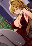  1girl aoi_cassandra blonde_hair breasts cleavage dress female freezing_(series) large_breasts long_hair looking_at_viewer necklace pantyhose solo 
