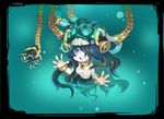  black_hair blue_eyes breasts chain chaki_(teasets) commentary_request hair_over_one_eye hat in_water kantai_collection long_hair looking_at_viewer medium_breasts nude open_mouth pale_skin shinkaisei-kan so-class_submarine solo submerged upper_body water white_skin 