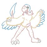  anthro archen avian claws erection feathers looking_at_viewer male nintendo nude penis pok&eacute;mon posexe simple_background solo video_games white_background wings 