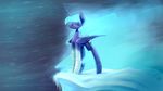  2015 blue_eyes blue_hair cutie_mark equine female friendship_is_magic glowing hair horn ice mammal my_little_pony princess_luna_(mlp) snow solo spikes underpable winged_unicorn wings 