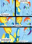  !!! 2015 anthro anthrofied big_breasts blue_skin blush breasts comic dialogue digital_media_(artwork) dildo duo english_text equine eye_contact eyes_closed female flight_suit friendship_is_magic hair half-closed_eyes long_hair mammal multicolored_hair my_little_pony nipples nude open_mouth orange_hair pegasus purple_eyes rainbow_dash_(mlp) rainbow_hair sex_toy spitfire_(mlp) strapon suirano surprise text wet wide_eyed wings wonderbolts_(mlp) yellow_skin 
