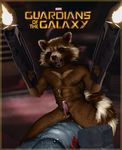  anthro anthrofied butt cheesecaked drax guardians_of_the_galaxy gun male male/male mammal nude raccoon ranged_weapon rocket_raccoon sex size_difference solo_focus weapon what 