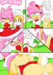 amy_rose anus blue_eyes breasts clothing comic cream_the_rabbit cunnilingus dress female female/female gloves green_eyes oral perverted_bunny pussy sex sonic_(series) sweat vaginal 