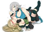  :p all_fours asphyxiation bare_shoulders black_boots black_gloves blonde_hair blue_boots blue_eyes blue_lipstick blush boots breast_press breasts catfight choker choking cleavage clenched_teeth collarbone drooling duo eyes_closed female fingerless_gloves girl_on_top gloves green_ribbon grey_hair hair_ribbon ishikari_mina large_breasts legs_up licking_lips lipstick long_hair looking_at_another looking_down lying makeup multiple_girls natsumi_saotome naughty_face nexas on_back ponytail restrained ribbon ring_dream saliva short_hair simple_background sleeveless smile suffocation sweat symmetrical_docking teeth tongue tongue_out white_background wrestling wrist_grab yuri 