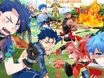  6+boys animal_ears apron archer armor bare_shoulders bell blonde_hair blue_hair collar cu_chulainn_(fate/grand_order) cu_chulainn_(fate/prototype) detached_sleeves eating fate/apocrypha fate/extra fate/extra_ccc fate/grand_order fate/prototype fate/stay_night fate_(series) fighting fire gilgamesh grilling hair_ribbon hans_christian_andersen_(fate) japanese_clothes jewelry lancer laughing_man long_hair multiple_boys open_mouth party pink_hair ponytail red_eyes ribbon siegfried_(fate) tamamo_(fate)_(all) tamamo_cat_(fate) tenko_ex translation_request yellow_eyes 