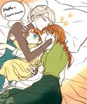  anna_(frozen) bed blonde_hair child closed_eyes couple elsa_(frozen) english family freckles frozen_(disney) hair_up happy hooreng hug if_they_mated incest ips_cells lying mother_and_daughter multiple_girls one_eye_closed orange_hair siblings sisters smother yuri 