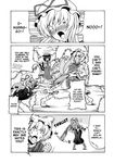  blush chen comic english gap greyscale hard_translated hat heart highres long_hair monochrome multiple_girls multiple_tails parasol ribbon satou_yuuki sexually_suggestive short_hair tail touhou translated umbrella yakumo_ran yakumo_yukari 