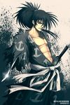  black_hair dororo_(tezuka) hyakkimaru_(dororo) japanese_clothes katana kei-suwabe male_focus ponytail solo sword weapon 