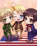  3boys america_(hetalia) american_flag axis_powers_hetalia chibi japan_(hetalia) male male_focus multiple_boys united_kingdom_(hetalia) 