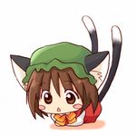  :&lt; animal_ears blush_stickers cat_ears cat_tail chen chibi eijima_moko multiple_tails solo tail touhou 