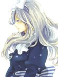  axis_powers_hetalia belarus_(hetalia) blue_eyes bow dress headband long_hair misookaka profile silver_hair snow solo 