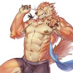  abs anthro biceps canine chest_tuft clothing fur jacketbear male mammal muscular muscular_male nipples paws pecs toothbrush tuft underwear 