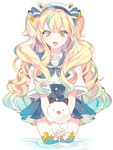  :d bad_id bad_pixiv_id blonde_hair blue_eyes earrings fungus_(vocaloid) gompang-i jewelry long_hair looking_at_viewer multicolored multicolored_eyes open_mouth piyo_(ppotatto) school_uniform seeu serafuku smile thighhighs vocaloid wading yellow_eyes 