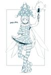  american_flag_dress american_flag_legwear character_name clownpiece daitai_konna_kanji fairy_wings hat jester_cap long_hair monochrome pantyhose smile solo star striped tongue tongue_out torch touhou very_long_hair wings 