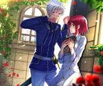  1girl akagami_no_shirayukihime blue_eyes blush green_eyes red_hair shirayuki_(akagami_no_shirayukihime) short_hair swordsouls wall_slam zen_wistalia 