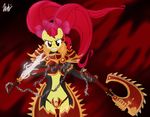  anthro anthrofied apple_bloom_(mlp) armor axe chainaxe earth_pony equine games_workshop hair horse khorne mammal melee_weapon pony red_armor red_hair warhammer_(franchise) weapon 