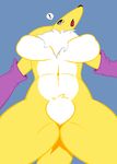  anthro blue_eyes breasts canine clothing digimon female fox fur gloves lil_scooter56 looking_at_viewer mammal markings renamon solo white_fur yellow_fur 