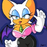  bat blue_eyes clothing female gloves kayla-na looking_at_viewer mammal rouge_the_bat solo sonic_(series) wide_hips wings 