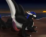  2015 animal_genitalia anus ass_up beach black_scales cetacean claws colored dragon dripping genital_slit horn hybrid kaeku looking_at_viewer male mammal mane marine multicolored_scales orca outside penis precum prehensile_penis presenting raised_tail sand scales sea seaside sky slit solo star starry_sky sunset teeth toe_claws tongue tongue_out two_tone_scales vein water whale white_scales 