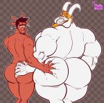  2018 5_fingers absurd_res anthro anthro_on_anthro antlers asgore_dreemurr back_muscles barazoku beard biceps big_butt big_hands big_thighs biped black_eyes blonde_hair bobthetanuki boss_monster brown_background brown_body brown_hair brown_horn brown_nose bubble_butt butt butt_focus butt_grab caprine cervine checkered_background crown curved_horn deltarune digital_drawing_(artwork) digital_media_(artwork) duo eyebrows facial_hair fangs floppy_ears flustered flying_sweatdrops gem goatee hair half-length_portrait hand_on_butt hi_res horn huge_butt humanoid_hands king looking_at_another looking_at_butt looking_at_partner male male/male mammal manly mature_male mustache neck_muscles nude outline pattern_background pecs portrait rear_view reindeer royalty rudolph_holiday short_hair sideburns simple_background size_difference smile smirk smug squeezing standing sweat sweatdrop thick_eyebrows triceps undertale video_games white_body white_horn 