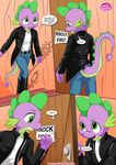  anthro anthrofied bbmbbf comic dialogue dragon english_text equestria_untamed fangs friendship_is_magic green_eyes male mammal my_little_pony palcomix spike_(mlp) text 