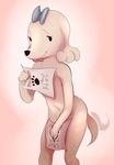  anne_kennel anthro blush bow canine colored covering covering_self dog dotkwa english_text female mammal nude paper pawprint pups_of_liberty sketch smile solo text 