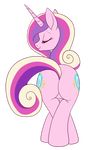  2015 butt crossed_legs cutie_mark equine eyes_closed female feral friendship_is_magic hair horn lulubell mammal multicolored_hair my_little_pony princess_cadance_(mlp) rear_view smile solo unicorn 
