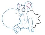  anthro azurill breasts female looking_at_viewer mammal navel nintendo nipples nude open_mouth pok&eacute;mon posexe pussy rodent simple_background solo spread_legs spreading video_games white_background 